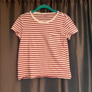 Madewell red & white striped slub tee- XS